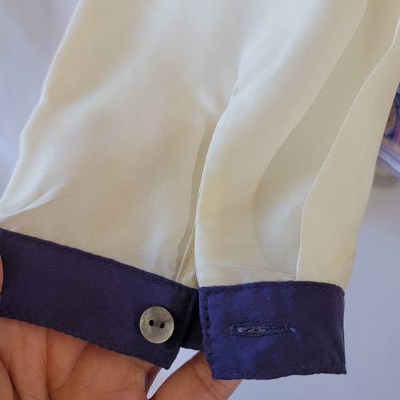 Sundance Ivory 100% Silk Floral Button-Up Blouse Sz L Boho Office Siren Peasant - Picture 6 of 11